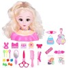 Alomejor Jouets de Coiffure, 25 Pièces, Poupées de Maquillage, Ensemble de Jeu de Coiffure avec Tête de Poupée, Accessoires d