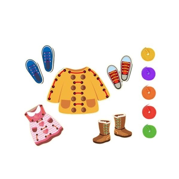 Perfeclan Jouets de laçage pour enfants, jeu denfilage, cartes à coudre pour tout-petits, jouets de développement pour 3 à 6