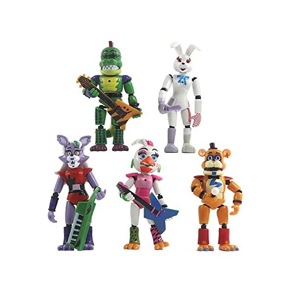 Xinchangda Lot de 5 figurines dhorreur FNAF lumineuses et amovibles avec articulations mobiles pour décoration danniversair