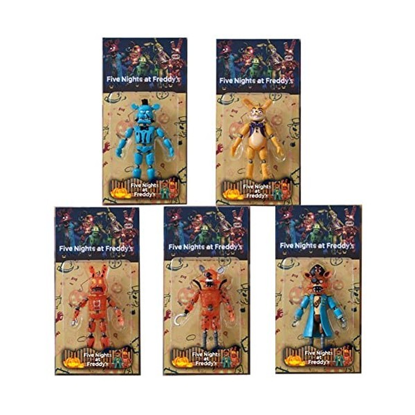 Xinchangda Lot de 5 figurines dhorreur FNAF lumineuses et amovibles avec articulations mobiles pour décoration danniversair