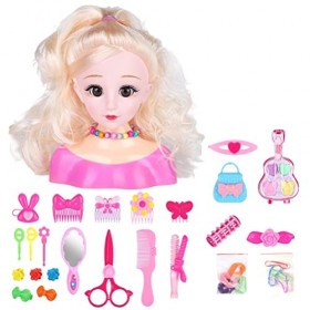 Bozaap 25 pièces poupées de Maquillage de Coiffure pour Enfants, modèle de Coiffure modèle de tête de poupée Ensemble de Jeu 