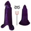 ZUCOS Cape à Capuche Velours Adulte Enfants Halloween Manteaux Long Halloween Costume Unisexe Sorcière Violet 150 cm