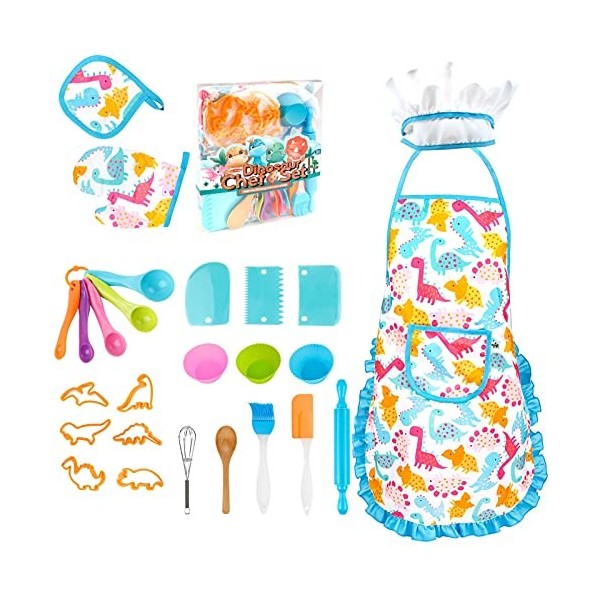 Magent Kit Pâtisserie Enfants Jouet Simulation Chef avec Tablier Gants Cuisine Jeux dimitation Jouet éducatif