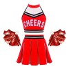 TiaoBug Enfant Fille Déguisement Cheerleaders Costume Pom-pom Girl Cosplay Halloween Noël Carnaval Crop Top Plissé Jupe avec 