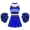 TiaoBug Enfant Fille Déguisement Cheerleaders Costume Pom-pom Girl Cosplay Halloween Noël Carnaval Crop Top Plissé Jupe avec 