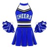 TiaoBug Enfant Fille Déguisement Cheerleaders Costume Pom-pom Girl Cosplay Halloween Noël Carnaval Crop Top Plissé Jupe avec 