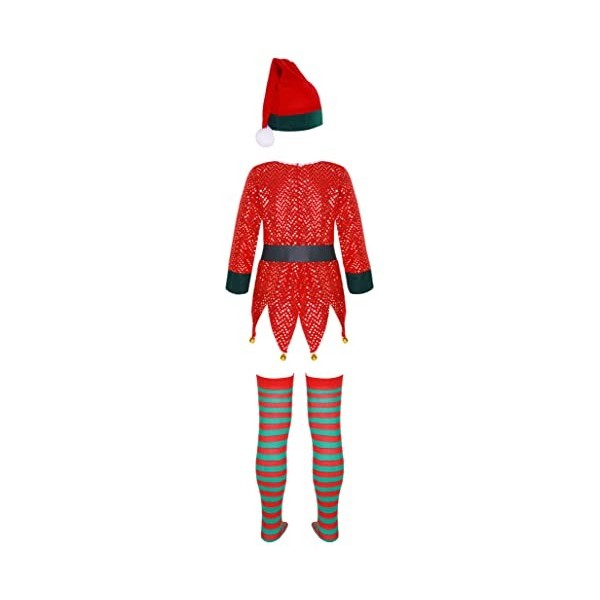 TSSOE Deguisement Lutin Enfant Garcon Vetement de Noel Fille Tenue Jeu de Rôle Santa Costume de Noël Cosplay Elf Chapeau Luti