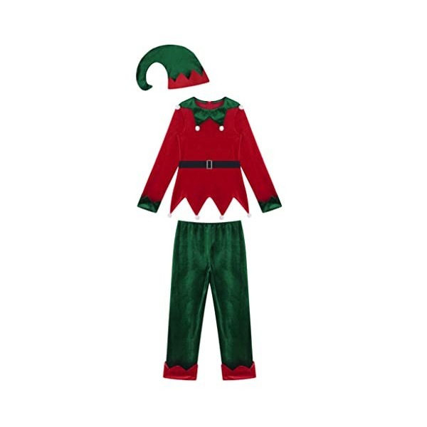 Runhomal Unisexe Enfant Costume dElfe de Noël Velours Déguisement Lutin Garçon Fille Déguisement Robin des Bois Cosplay Bonn