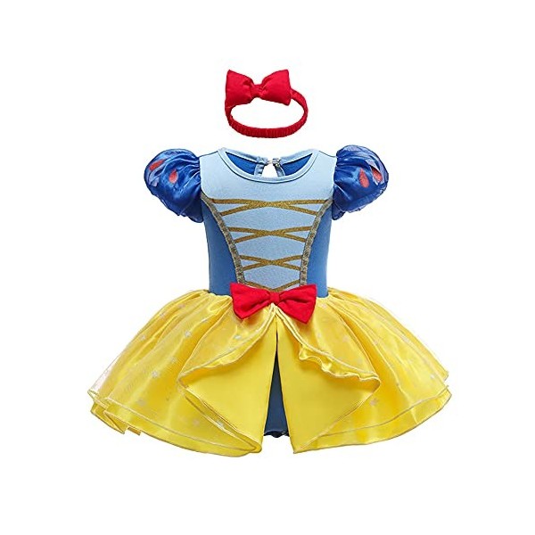 Déguisement Robe de 1er Premier Anniversaire Fête Grenouillère pour Bébé Filles avec Bandeau Princesse Anna Costume de Reine 