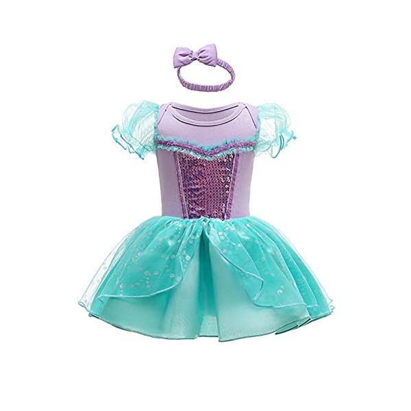 Déguisement Robe de 1er Premier Anniversaire Fête Grenouillère pour Bébé Filles avec Bandeau Princesse Anna Costume de Reine 