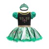 Déguisement Robe de 1er Premier Anniversaire Fête Grenouillère pour Bébé Filles avec Bandeau Princesse Anna Costume de Reine 