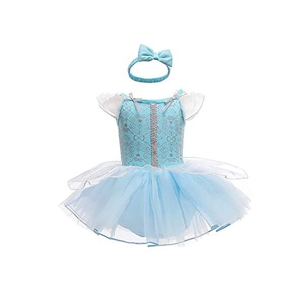 Déguisement Robe de 1er Premier Anniversaire Fête Grenouillère pour Bébé Filles avec Bandeau Princesse Anna Costume de Reine 