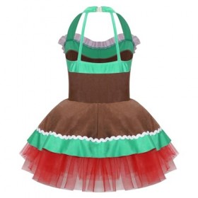Oyolan Enfant Fille Déguisement Lutin de Noël Robe Velours/Paillette Costume Noël Tenue Cosplay Mère Noël Spectacle 3-14 Ans 