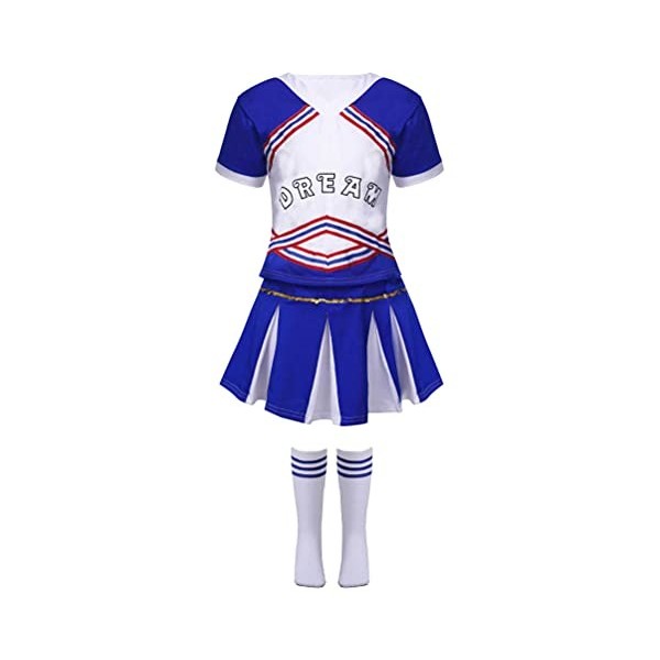 Aislor Costume Cheerleadering Enfants Filles Déguisement Uniforme de Pom-Pom Girl Halloween Fête Carnaval Party Cosplay Outfi