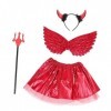 KOMBIUDA 1 Ensemble Démon Ailes Ensemble Costume De Vampire Ensembles De Vêtements Pour Filles Enfants Bandeau Diable Costume