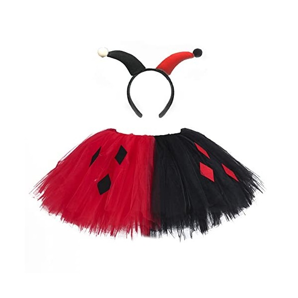 IDOPIP Déguisement Clown Effrayant Fille Enfants Halloween sinistre bouffon drôle jeu de rôle habiller pour la fête à thème d