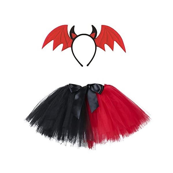 IDOPIP Déguisement Clown Effrayant Fille Enfants Halloween sinistre bouffon drôle jeu de rôle habiller pour la fête à thème d