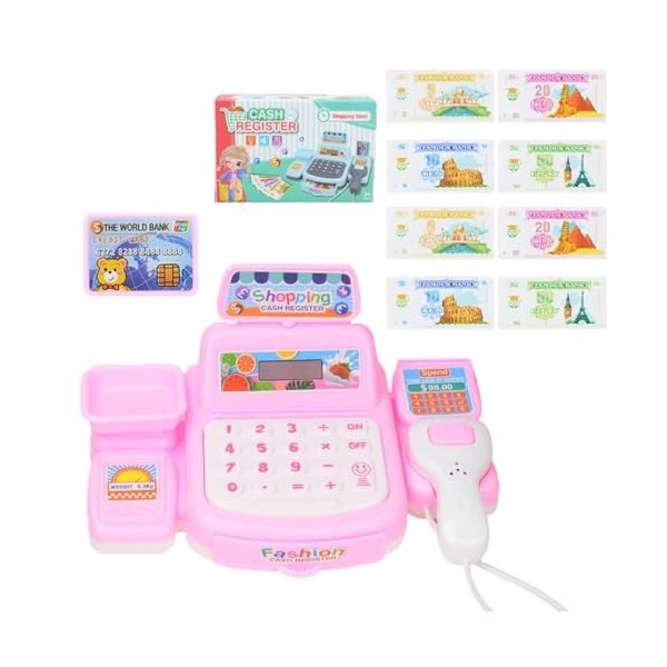 Greabuy Modèle Jouet Caisse Enregistreuse Caisse Caisse Simulation Scanner Jouet Caissier Semblant Jeu Rôle Filles Enfant Act