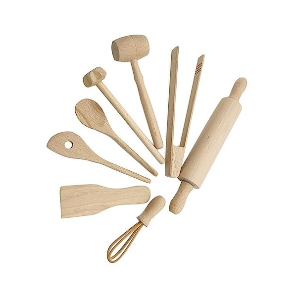 TOYANDONA 1 Ensemble 8 Pièces Jouets De Cuisine pour Enfants Ensembles De Jouets en Bois pour Enfants Costume pour Enfants Je