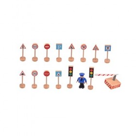 Toyvian 16 Pièces Jouets pour Tout-Petits Jouet davion pour Enfants Jeu De Nourriture en Bois Jeu De Panneaux De Signalisati