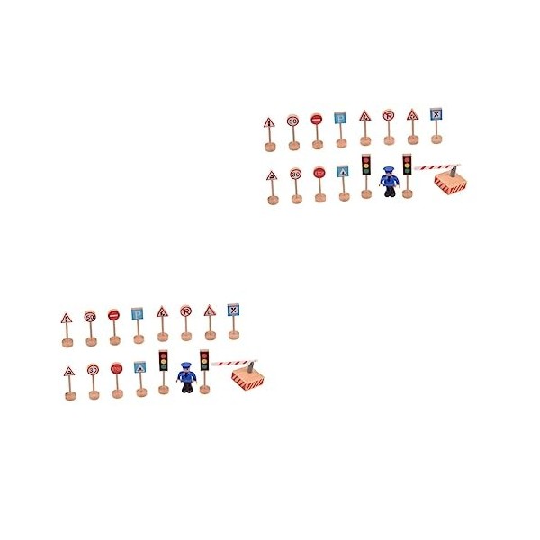 Toyvian 16 Pièces Jouets pour Tout-Petits Jouet davion pour Enfants Jeu De Nourriture en Bois Jeu De Panneaux De Signalisati