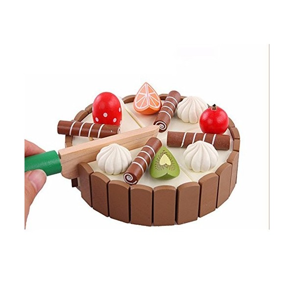 Fablcrew Lot de 12Pcs Jeu dimitation Gateau danniversaire en Bois Enfants Jouet éducatif a decouper de Cuisine pour Les Enf