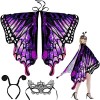 Costume de papillon pour femme, costume de carnaval pour femme, cape papillon, costume de carnaval avec masque et bandeau, co