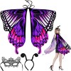 Costume de papillon pour femme, costume de carnaval pour femme, cape papillon, costume de carnaval avec masque et bandeau, co