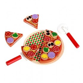 Ulalaza en Bois Pizza Simulation Cuisine Chef Jouets Faire Semblant de Jouer Jouet pour Fille garçon Kid Cadeaux