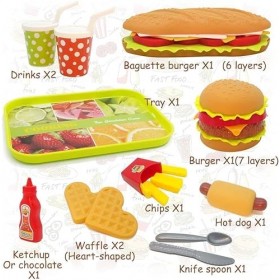 TLHWIN Play Food Toy Set, Jouets de Cuisine pour Enfants, Cuisine Hamburger Jeu de rôle éducatif Accessoires de Jouets éducat