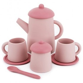 Service à Thé Enfant, sans BPA Service à Thé en Silicone Mignon Service à Thé pour Petites Filles Service à Thé Jouet pour En