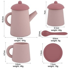 Service à Thé Enfant, sans BPA Service à Thé en Silicone Mignon Service à Thé pour Petites Filles Service à Thé Jouet pour En