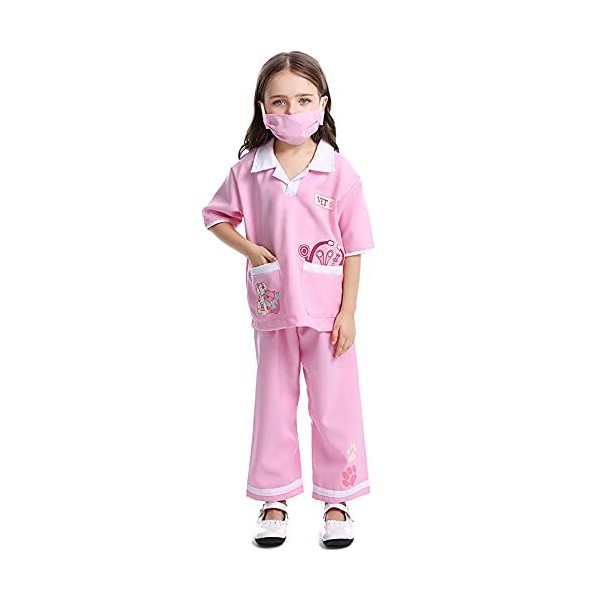 Feynman Costume de vétérinaire pour enfant - Costume de médecin pour fille - Uniforme - Jeu de rôle - Mallette de médecin - C