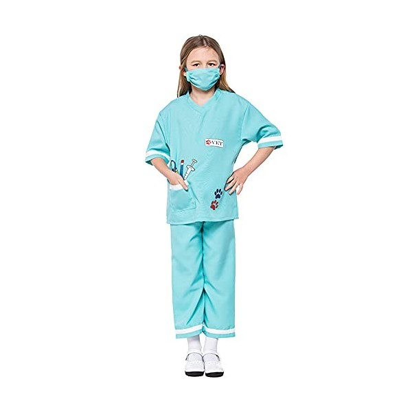 Feynman Costume de vétérinaire pour enfant - Costume de médecin pour fille - Uniforme - Jeu de rôle - Mallette de médecin - C