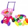 COMVIP Jeux dImitation-Caddies Chariot Supermarché pour Enfant 25pcs Légume Fruit Hasard Rose B 31*20.5*50cm