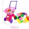 COMVIP Jeux dImitation-Caddies Chariot Supermarché pour Enfant 25pcs Légume Fruit Hasard Rose B 31*20.5*50cm