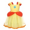 Lito Angels Deguisement Robe Princesse Peach pour Enfant Fille avec Couronne et Gants Taille 6-7 ans, Jaune étiquette en tis