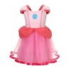 Lito Angels Deguisement Robe Princesse Peach pour Enfant Fille avec Couronne et Gants Taille 6-7 ans, Jaune étiquette en tis