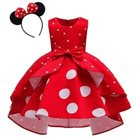 IWEMEK Robe Enfants Bébé Filles Déguisement Tutu à Pois Polka Dot avec Bandeau doreille Costume Princesse Vintage Fête Noël 