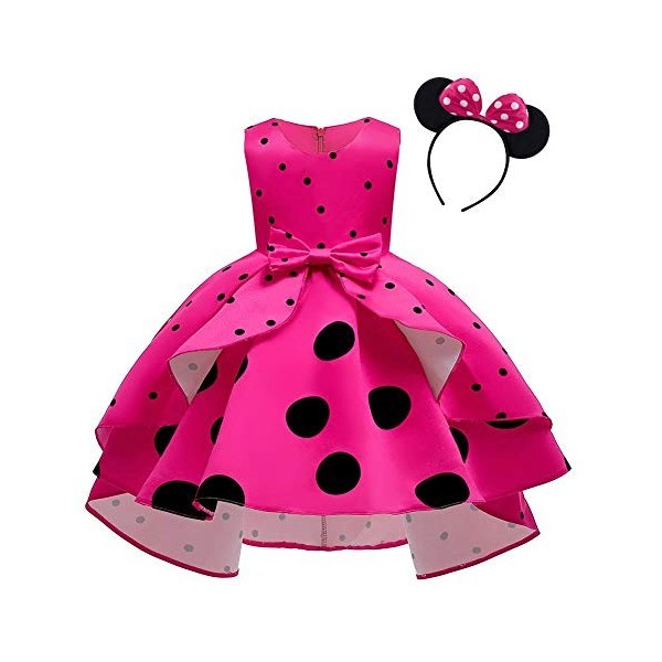 IWEMEK Robe Enfants Bébé Filles Déguisement Tutu à Pois Polka Dot avec Bandeau doreille Costume Princesse Vintage Fête Noël 