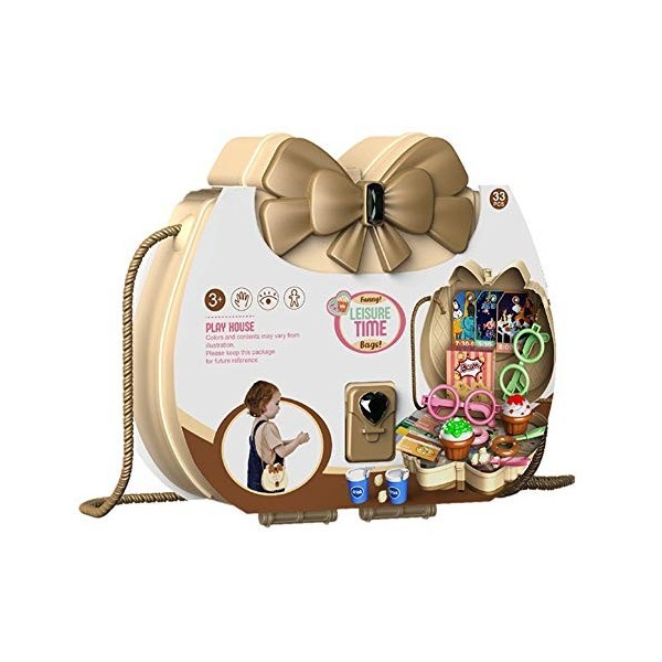 FeiWen Sac à bandoulière Vaisselle Maquillage Jouets médicau Jouet de Dessert Jeu dimitation Cadeau Jouet Enfant Jaune 