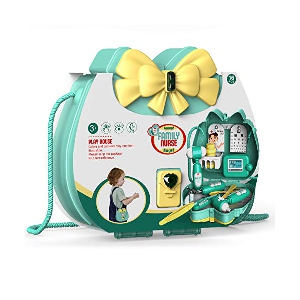 FeiWen Sac à bandoulière Vaisselle Maquillage Jouets médicau Jouet de Dessert Jeu dimitation Cadeau Jouet Enfant Jaune 