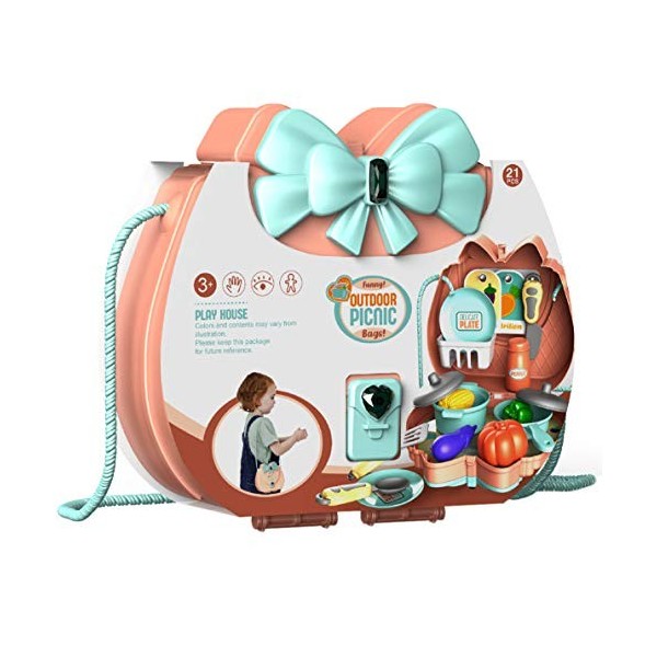 FeiWen Sac à bandoulière Vaisselle Maquillage Jouets médicau Jouet de Dessert Jeu dimitation Cadeau Jouet Enfant Jaune 