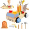 Maycoly Jouet en Bois Outil pour Enfant, DIY 28 Pièces Jeux en Bois, Jouets de Construction Montessori, Jeux éducatifs, Caiss