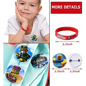 Allber Lot de blocs de robots pour fête danniversaire - Bracelets de robots, tatouages temporaires, sacs cadeaux et badges p