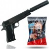 2X Costume Pistolet Adulte 6 mm pour Pistolet Mardi Gras Carnaval comme Agent Secret, Lara Croft, SWAT, Tomb Raider, Police