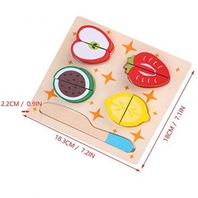 Zerodis Jouet de Cuisine Aliments à Découper en Bois Puzzle en Bois Jeu Dimitation pour Bébé Cadeau Fruit 