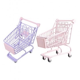 Healvian 2Pcs Mini Caddie Chariot Utilitaire En Métal Enfant Caddie Petit Bureau Imité Caddie Jouet Petit Chariot De Supermar