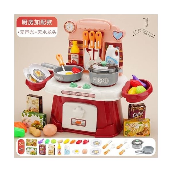 UOWEG Ensemble de couverts en bois pour enfants et filles - Imitation - Jeu de cuisine - Pour enfants et filles - Rose - Tail