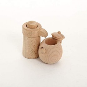 EXCEART Faire Semblant de Jouer Jouet de Cuisine Mini Carafe à Café en Bois Non Fini Ensemble de Jeu de Cuisine Jeu de Rôle A